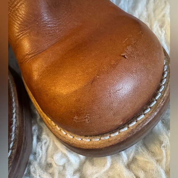 Vintage 90s Boot Leather Chunky Heel Harness Tan EUC sz 9 - Picture 12 of 14